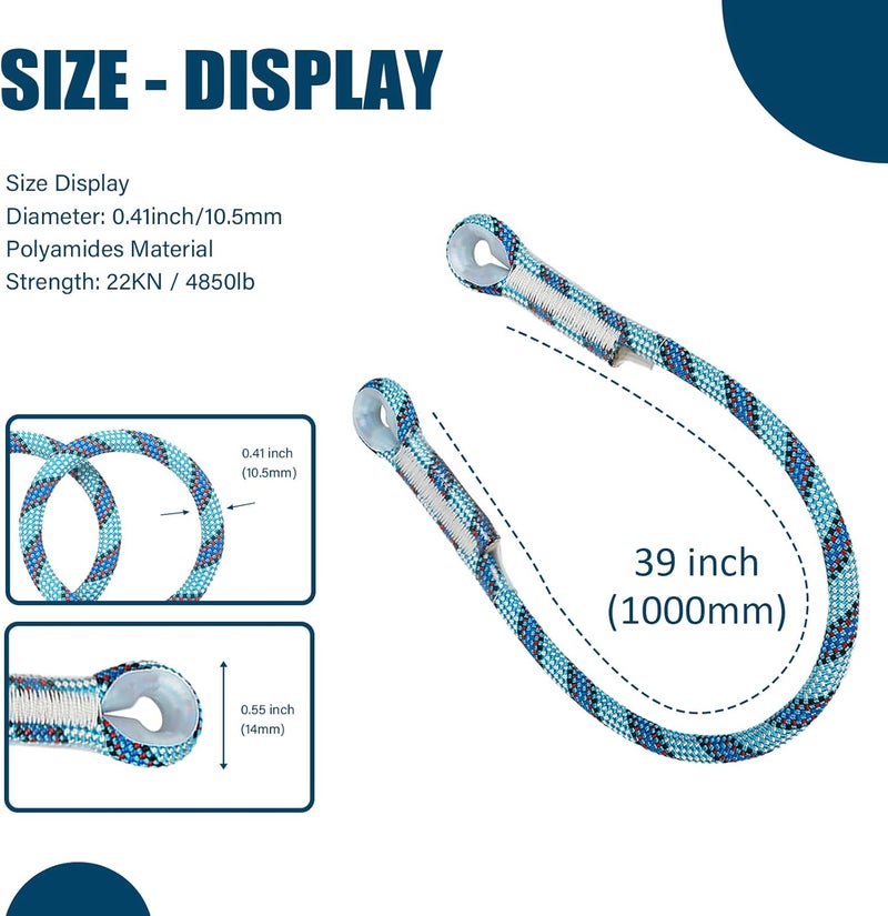 VOPOCO Prusik Cord 22KN Eye-to-Eye Pre-Sewn Nylon Prusik Loop Heat Resistant Friction Sutured Terminals Climbing Cord with Plastic Cover Multi-Purpose Rope for Climbing Arborist Rescue - Image 5